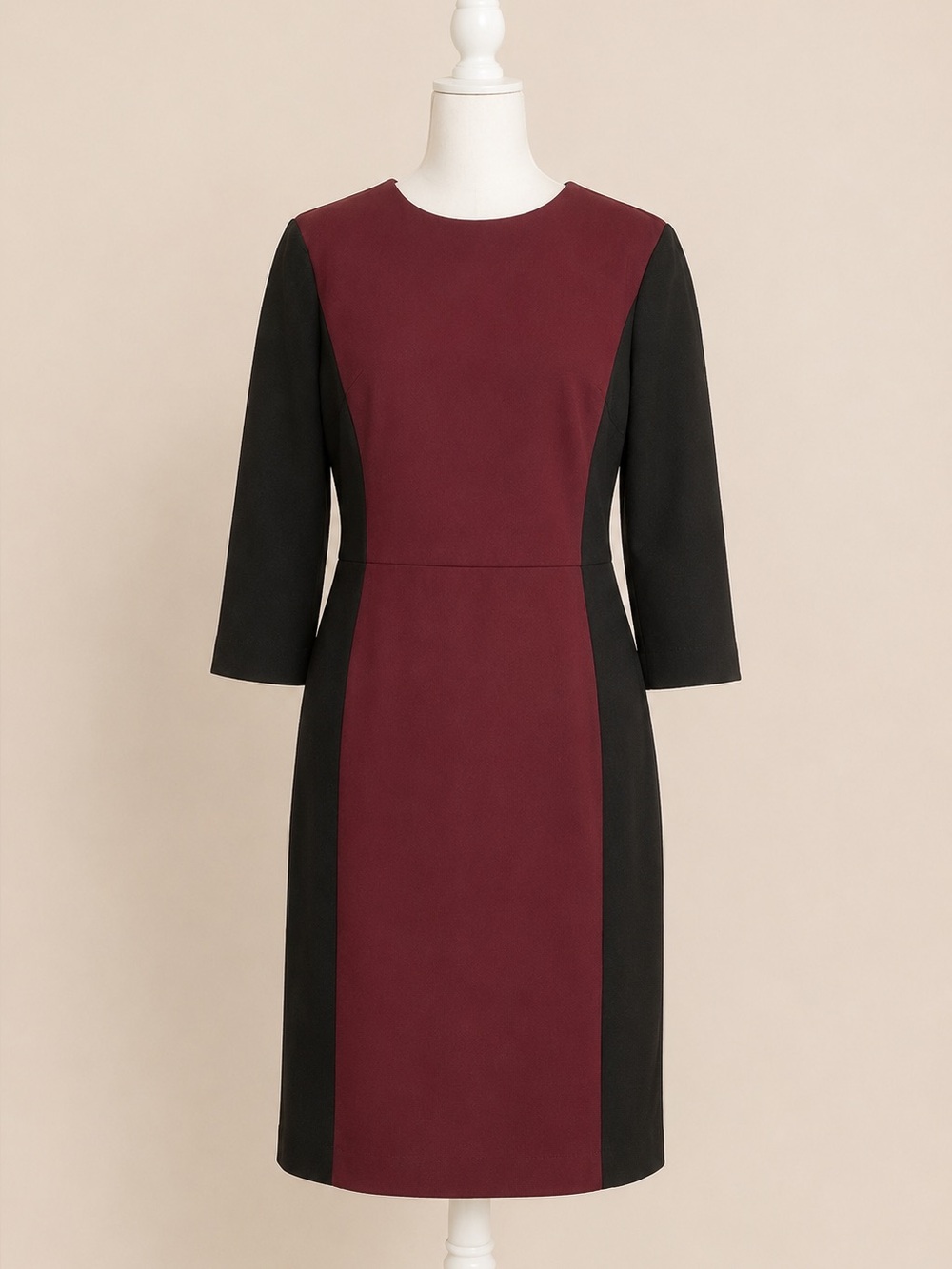 Talbots • Burgundy & Black Colorblock Sheath Dress • Size 12